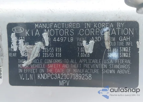 2012 Kia Sportage Ex z USA, uszkodzony, nr VIN KNDPC3A21C7189258